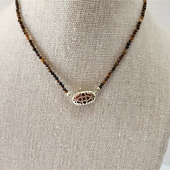 KENDRA SCOTT ELISA BROWN BEADED TIGERS EYE NECKLACE - Picture 4 of 8